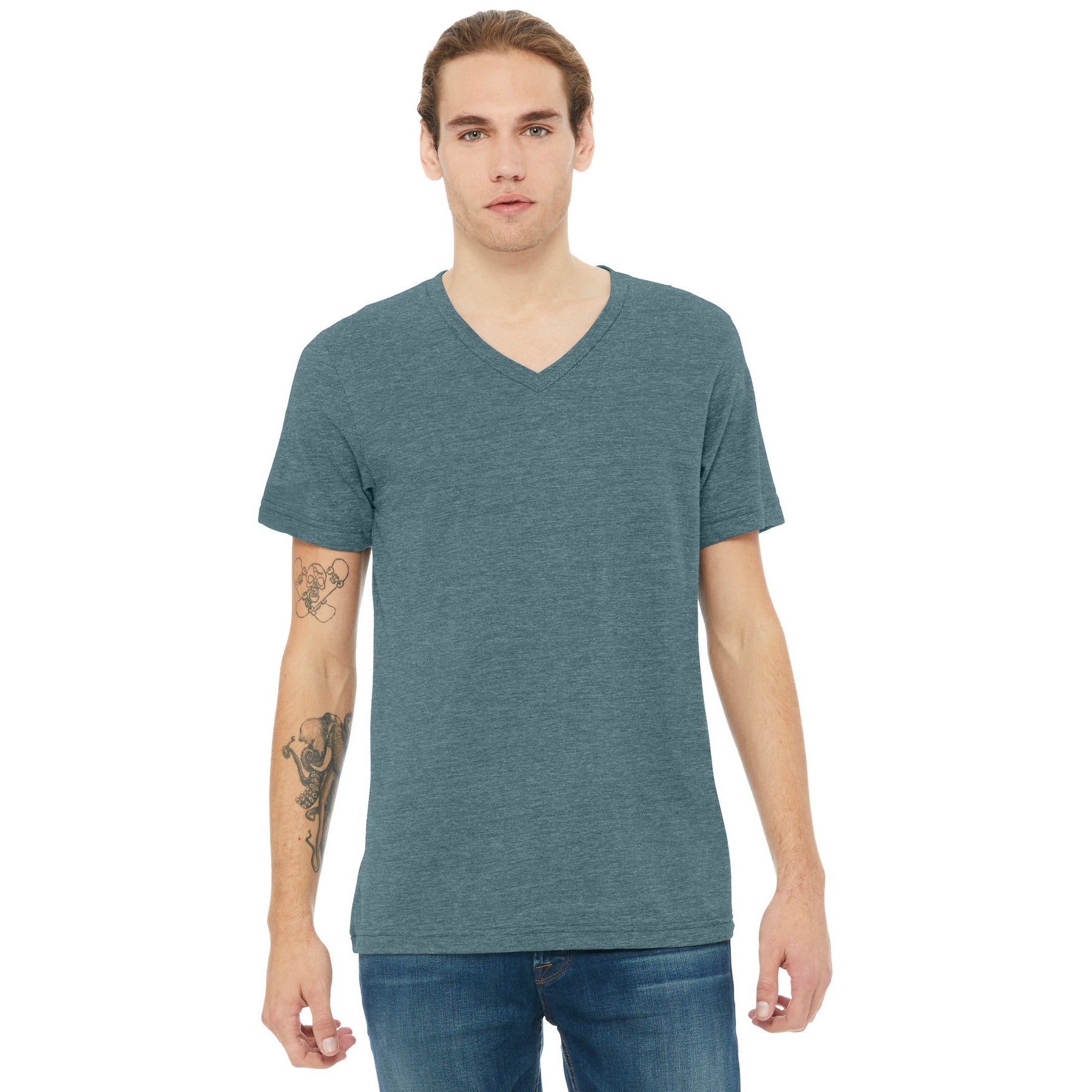Bella + Canvas-BELLA+CANVAS® Unisex Heather CVC V-Neck Tee BC3005CVC-MedTech-9